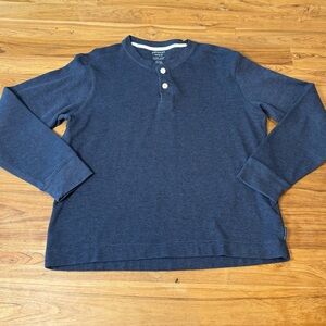 American Eagle Thermal Henley Shirt Men’s Medium Navy Heather